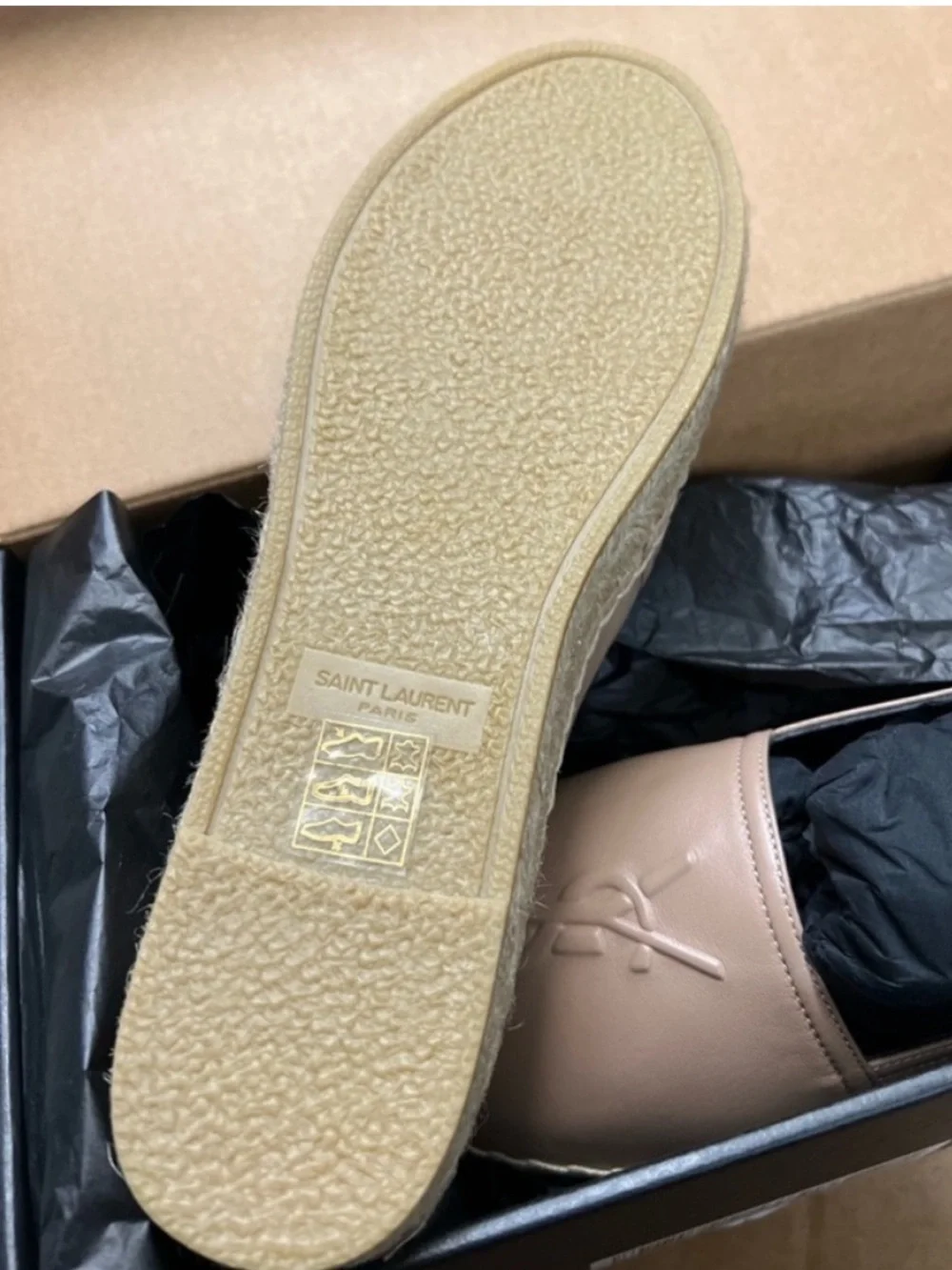 YSL Leather Monogram Espadrilles Flats NEW